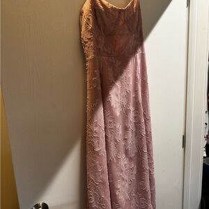 Lulu's Pink and Gold Spaghetti Strap Gown for wedding guests